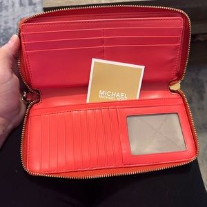MK coral pink wallet